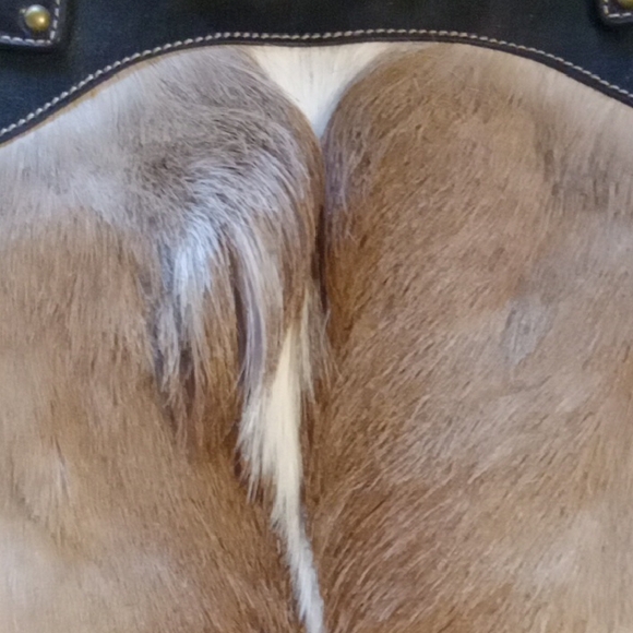 Elegant NUBUCK FUR / Leather Brown and Black Women's Shoulder Bag Like New - Picture 2 of 15